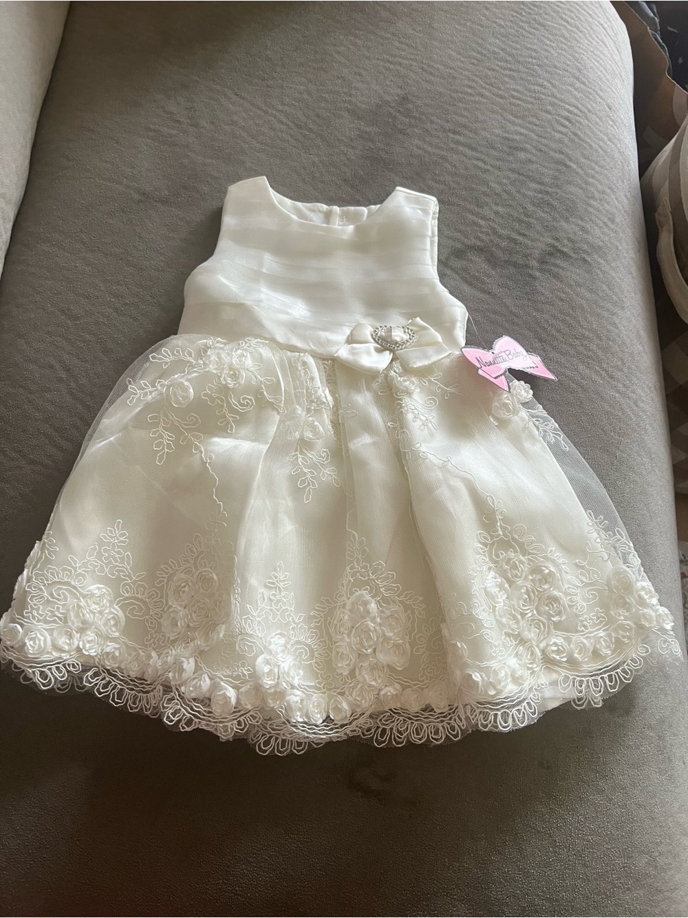 Nanette Baby Ivory Lace Organza Formal Dress